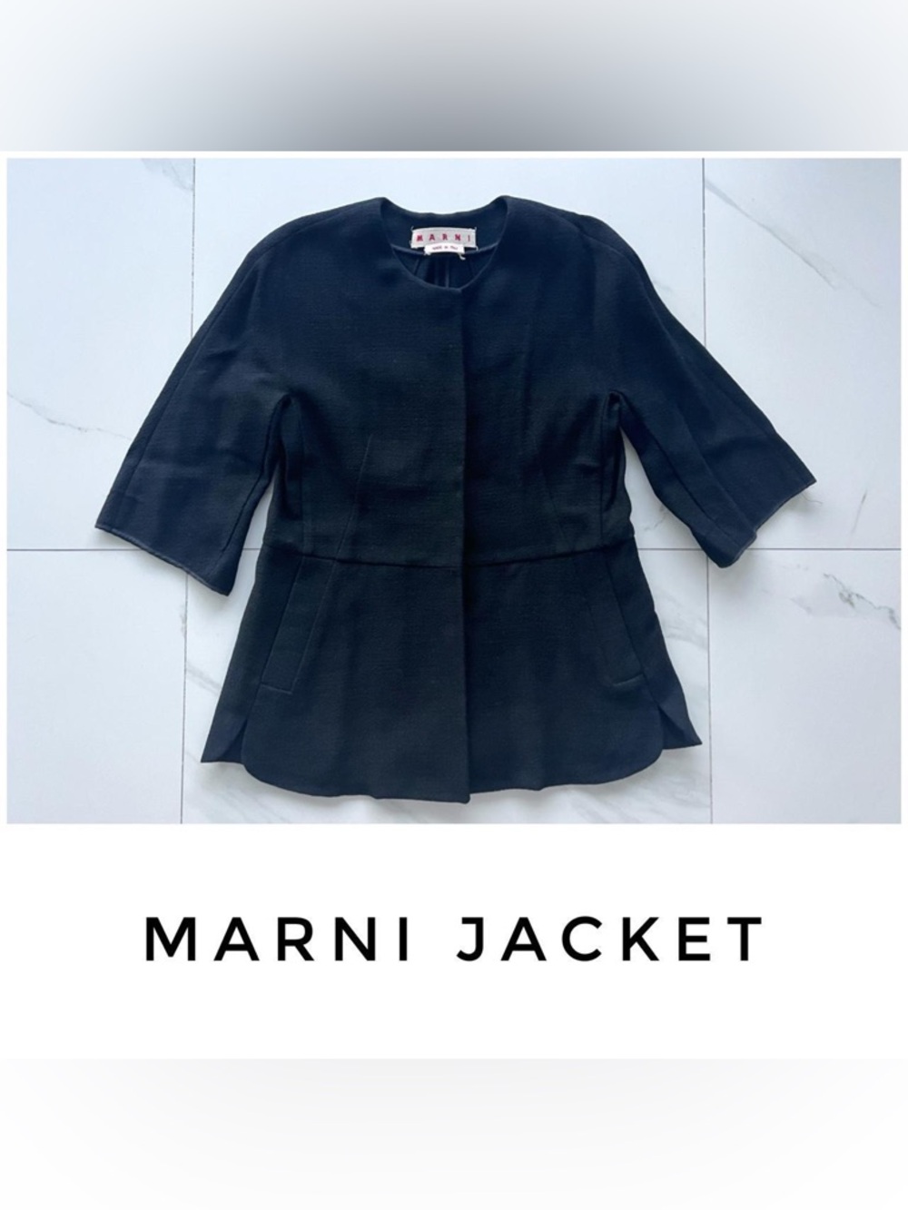 Marni blazer jacket size 6 42 black collarless